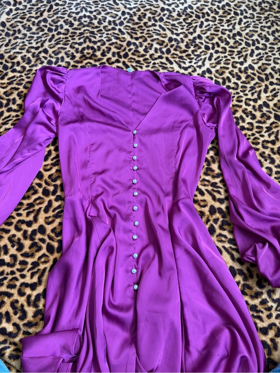 Unknown Dresses & Skirts - Women's Long-Sleeve Purple Button-Front Midi Dress